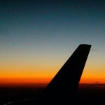 plane tail sunset